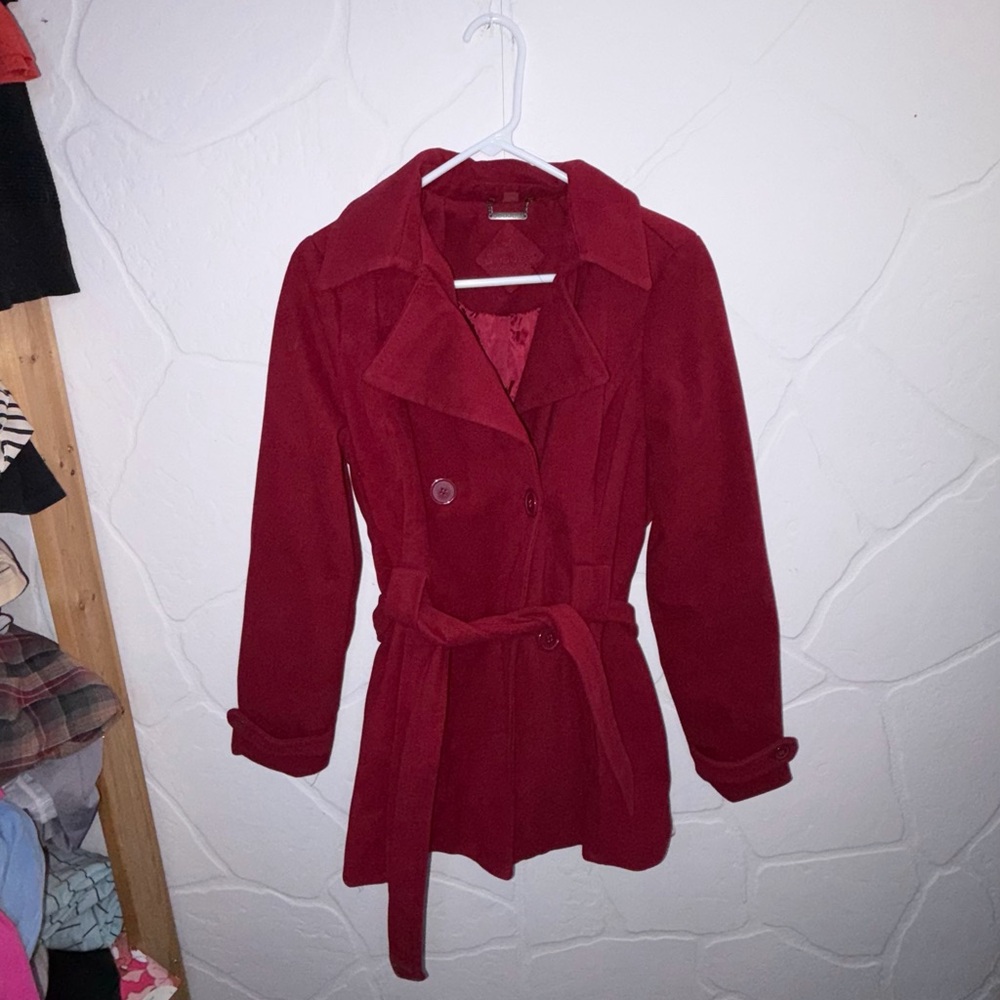 Jou Jou Women's Vibrant Red Trench Coat